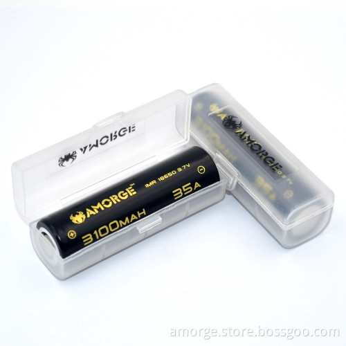 Amorge IMR18650 3.7V 3100mAh 35A High Drain Rechargeable Battery for Vape